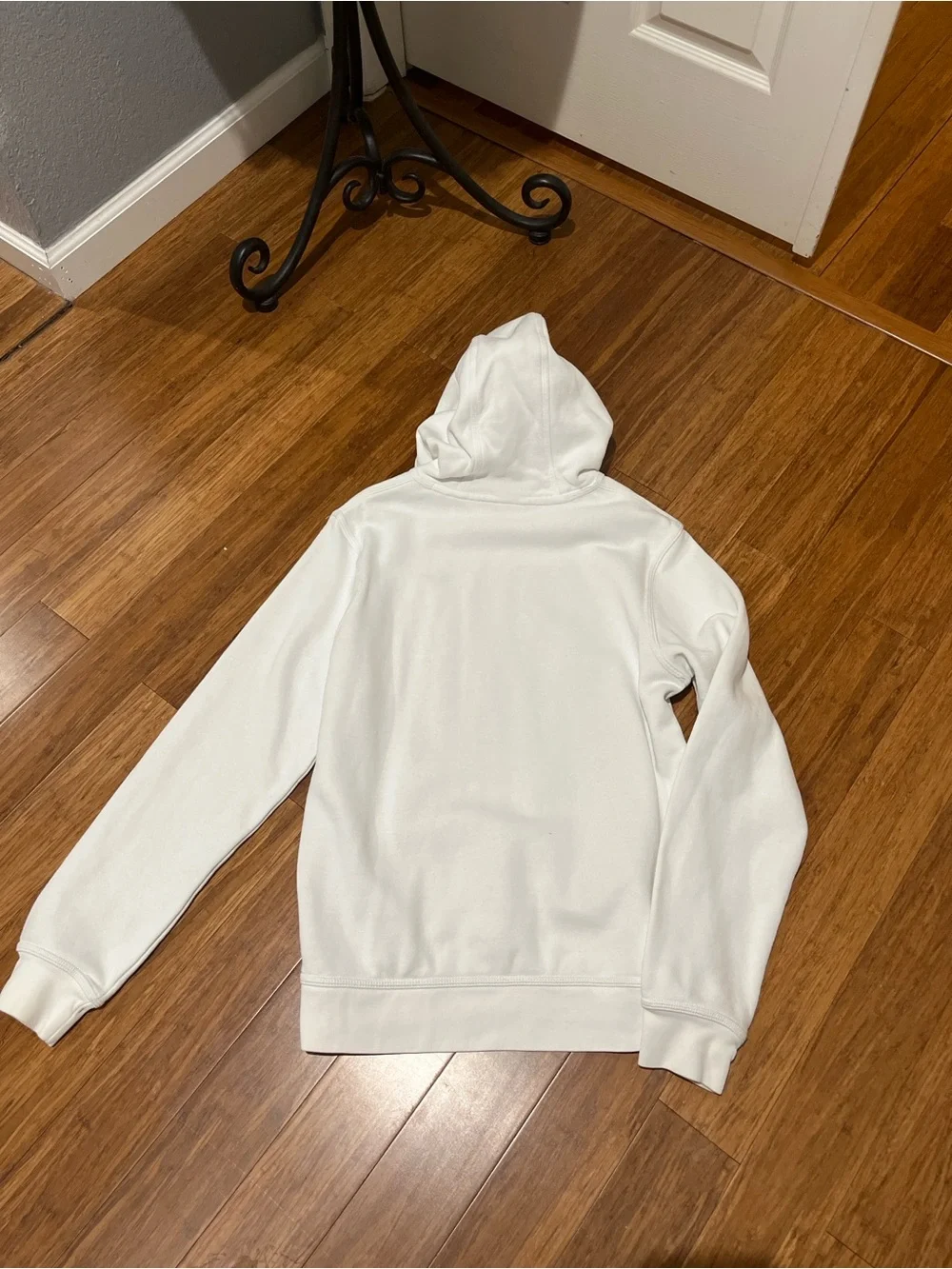Nike White Men's Pullover Hoodie with Black Swoosh